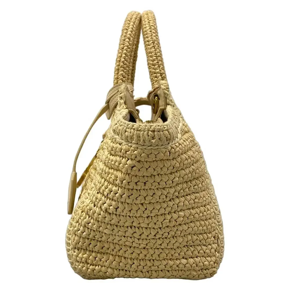 Saint Laurent PARIS Baby Downtown Cavas Handbag 436834 Beige Cream Raffia - Picture 4 of 15